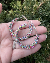 Load image into Gallery viewer, Multi-Color Sequin Glitter Hoop Earrings
