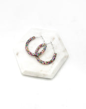 Load image into Gallery viewer, Multi-Color Sequin Glitter Hoop Earrings
