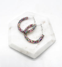 Load image into Gallery viewer, Multi-Color Sequin Glitter Hoop Earrings
