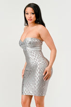 Load image into Gallery viewer, Gilded Glamour Strapless Dress
