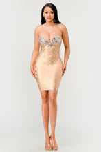 Load image into Gallery viewer, Gilded Glamour Strapless Dress
