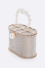 Load image into Gallery viewer, Pearl Handle Iconic Rhinestone Box Clutch
