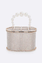 Load image into Gallery viewer, Pearl Handle Iconic Rhinestone Box Clutch
