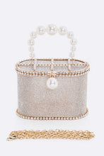 Load image into Gallery viewer, Pearl Handle Iconic Rhinestone Box Clutch
