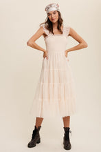 Load image into Gallery viewer, Smocked Ruffle Tiered Mesh Midi Maxi Dress
