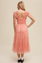 Load image into Gallery viewer, Smocked Ruffle Tiered Mesh Midi Maxi Dress
