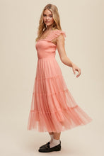 Load image into Gallery viewer, Smocked Ruffle Tiered Mesh Midi Maxi Dress
