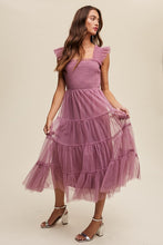 Load image into Gallery viewer, Smocked Ruffle Tiered Mesh Midi Maxi Dress
