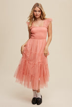 Load image into Gallery viewer, Smocked Ruffle Tiered Mesh Midi Maxi Dress
