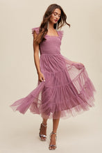 Load image into Gallery viewer, Smocked Ruffle Tiered Mesh Midi Maxi Dress
