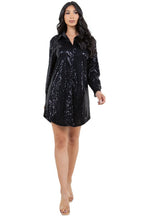 Load image into Gallery viewer, Sexy Fashion Shirt Sequined Dress
