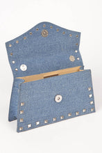 Load image into Gallery viewer, Studded Top Handle Denim Swing Bag
