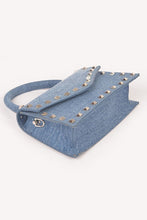 Load image into Gallery viewer, Studded Top Handle Denim Swing Bag
