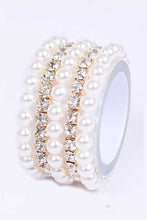 Load image into Gallery viewer, 5 PC Rhinestone Pearl Convertible Stretch Bracelet
