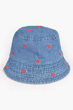 Load image into Gallery viewer, Heart Embroidered Denim Bucket Hat
