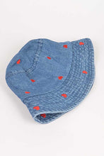 Load image into Gallery viewer, Heart Embroidered Denim Bucket Hat
