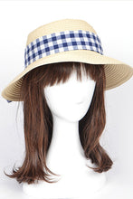 Load image into Gallery viewer, Checker Hat Band Straw Sun Hat
