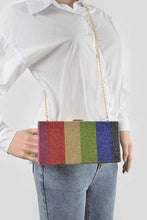 Load image into Gallery viewer, Rainbow Color Rhinestone Pave Box Clutch
