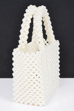 Load image into Gallery viewer, Faux Pearl Braided Iconic Basket Top Handle Clutch
