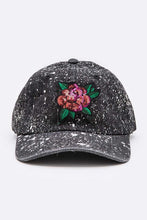 Load image into Gallery viewer, Sequin Rose Patch Paint Splattered Cotton Cap
