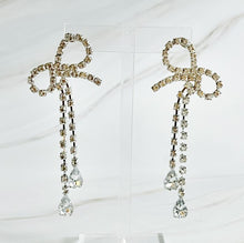 Load image into Gallery viewer, Crystal Bow Drop Earrings
