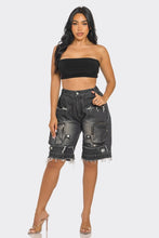 Load image into Gallery viewer, Utility-Chic Frayed Denim Casual Cargo Shorts
