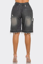 Load image into Gallery viewer, Utility-Chic Frayed Denim Casual Cargo Shorts
