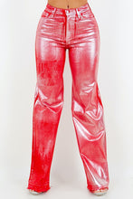 Load image into Gallery viewer, Metallic Wide Leg Jeans in Red
