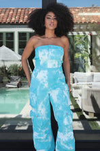 Load image into Gallery viewer, Blue Tie Dye Strapless Utility Jumpsuit
