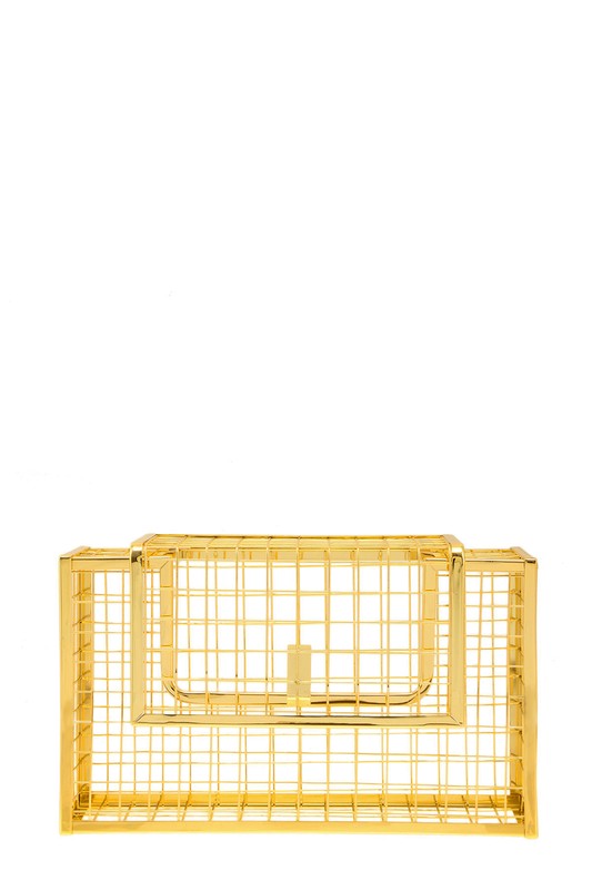 Metal Cage Crossbody Clutch Bag