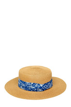 Load image into Gallery viewer, Bandana Wrap Flat Top Straw Hat
