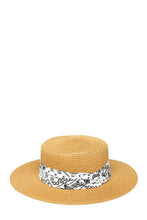 Load image into Gallery viewer, Bandana Wrap Flat Top Straw Hat
