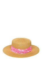 Load image into Gallery viewer, Bandana Wrap Flat Top Straw Hat
