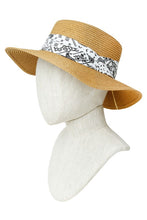 Load image into Gallery viewer, Bandana Wrap Flat Top Straw Hat
