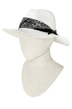 Load image into Gallery viewer, Bandana Tied Fedora Straw Hat
