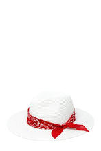 Load image into Gallery viewer, Bandana Tied Fedora Straw Hat
