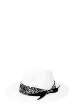 Load image into Gallery viewer, Bandana Tied Fedora Straw Hat
