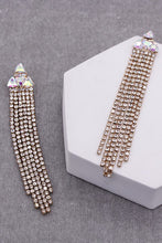 Load image into Gallery viewer, Rhinestone Triangle with Tassel Drop Earrings
