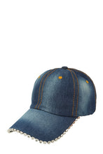 Load image into Gallery viewer, Rhinestone and Denim BaseBall Cap
