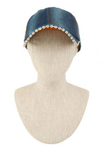 Load image into Gallery viewer, Rhinestone and Denim BaseBall Cap
