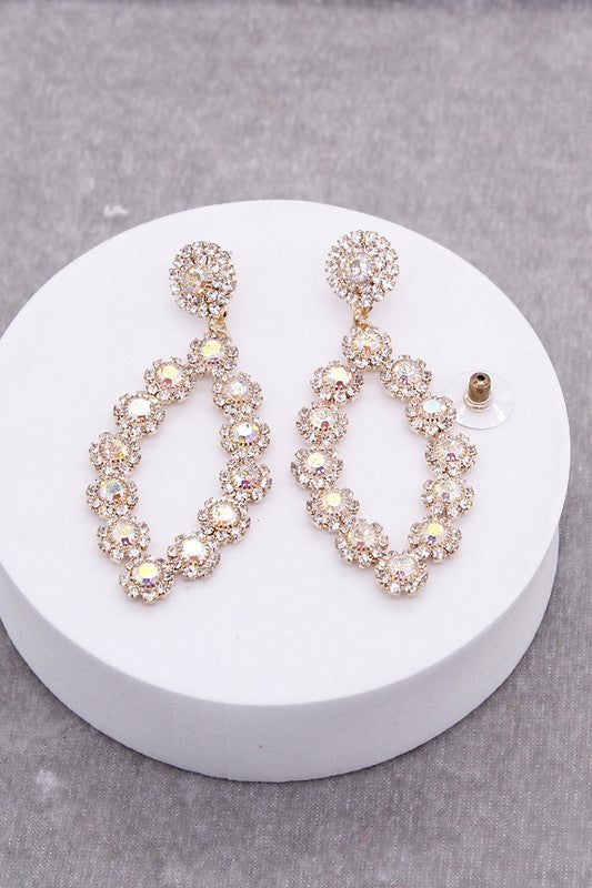 Large Rhinestone Drop Stud Earrings