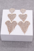 Load image into Gallery viewer, Rhinestone Double Heart Drop Earring
