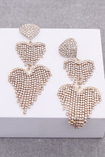 Load image into Gallery viewer, Rhinestone Double Heart Drop Earring
