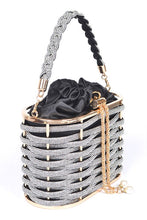 Load image into Gallery viewer, Weaved Rhinestone Basket Box Clutch
