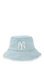 Load image into Gallery viewer, Distressed Denim NY Bucket Hat with Wired Brim
