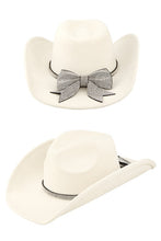 Load image into Gallery viewer, Rhinestone Ribbon Fedora Hat
