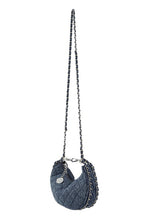 Load image into Gallery viewer, Denim and Flower Chain Crossbody Bag
