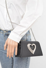 Load image into Gallery viewer, Crystal Heart Satin Top Handle Convertible Clutch
