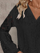 Load image into Gallery viewer, Lace Tie Neck Long Sleeve Blouse
