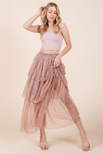 Load image into Gallery viewer, Elastic Waisted Embossed Mesh Tiered Ruffle Skirt
